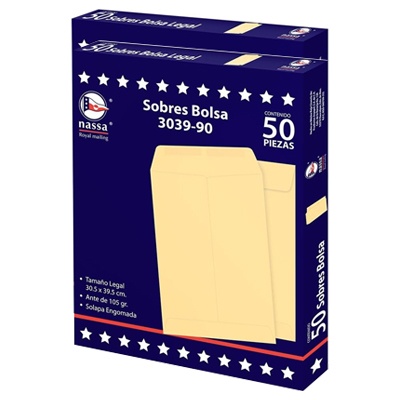 CIENTO DE SOBRES DE PAPEL AMARILLO TAMAÑO LEGAL NASSA